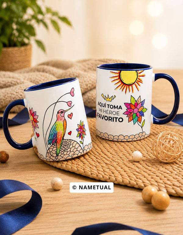 Taza Artística Colibrí Sol 11 OZ | Diseño Nametual
